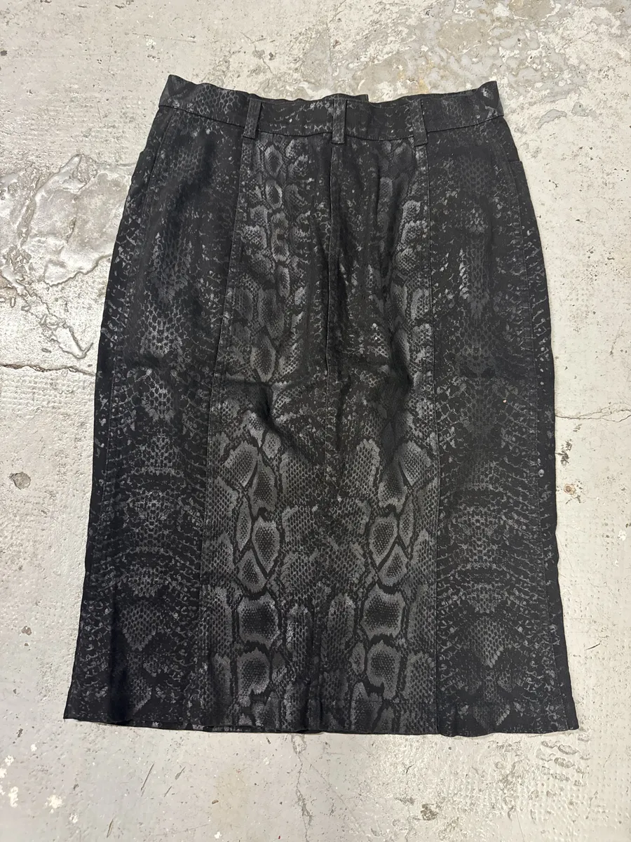 AW1999 Roberto Cavalli Black Snake Python Print Skirt - Image 2