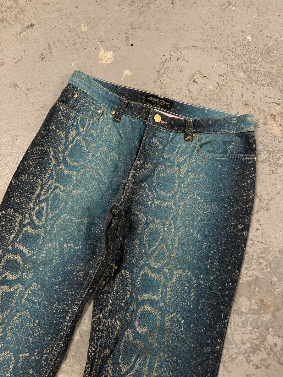 AW1999 Roberto Cavalli Blue Python Skin Legend Pants - Image 8