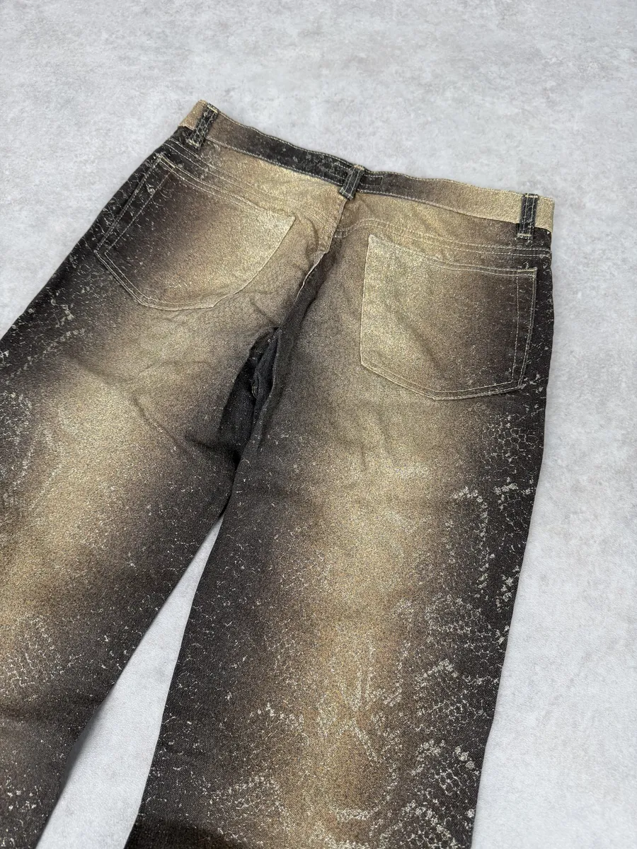 AW1999 Roberto Cavalli Gold Gradient Python Effect Pants - Image 7