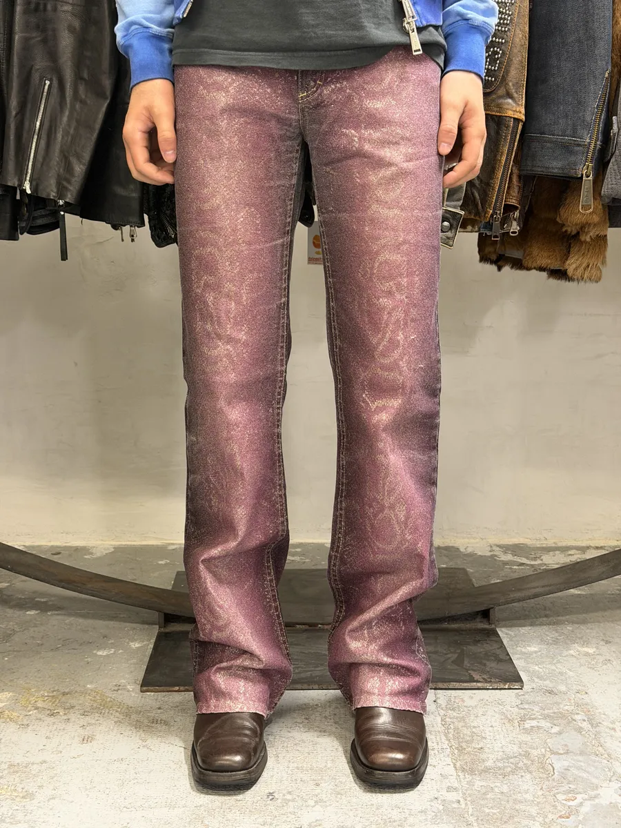 AW1999 Roberto Cavalli Python Purple Straight Denim Jeans - Image 2