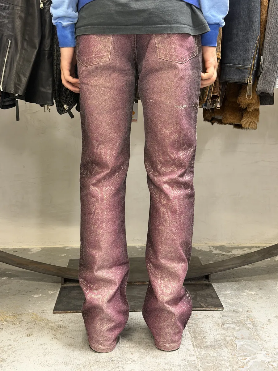 AW1999 Roberto Cavalli Python Purple Straight Denim Jeans - Image 4