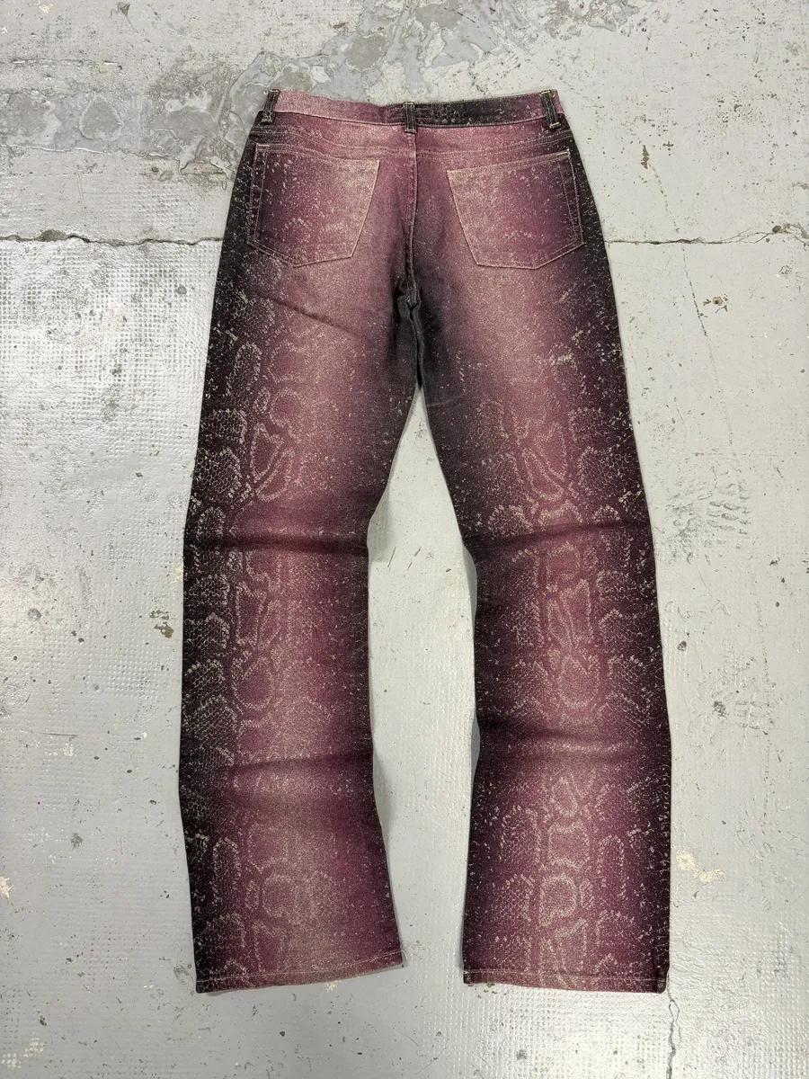 AW1999 Roberto Cavalli Python Purple Straight Denim Jeans - Image 5