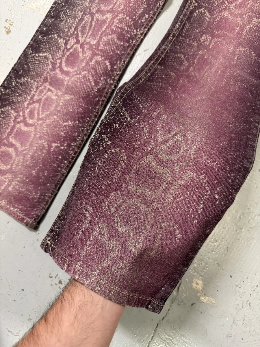 AW1999 Roberto Cavalli Python Purple Straight Denim Jeans - Image 7