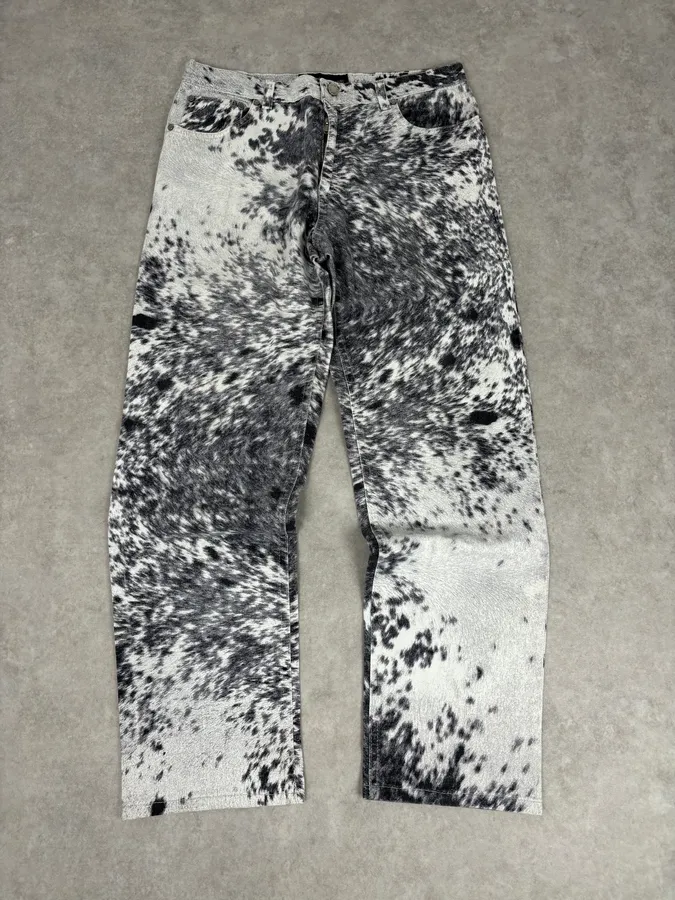AW1999 Roberto Cavalli White & Black Fur Effect Fury Pants