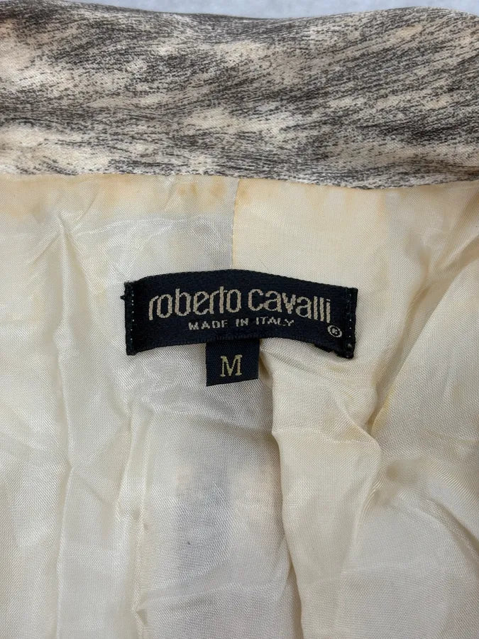 AW1999 Roberto Cavalli Wolf Fur Effect Beige Blazer Jacket - Image 12
