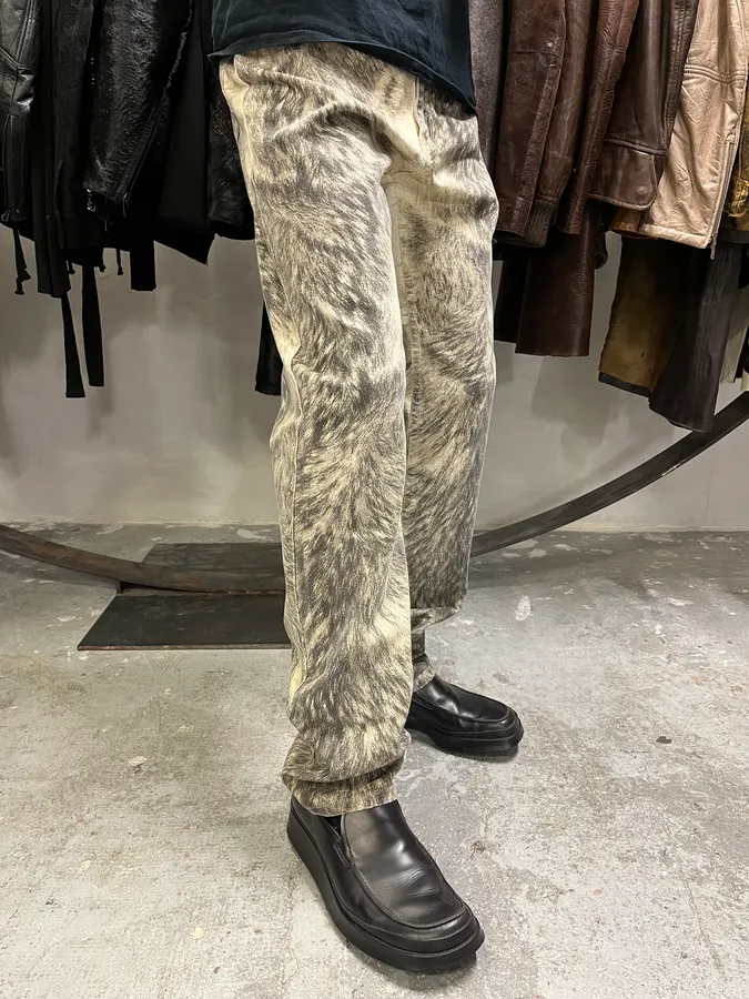 AW1999 Roberto Cavalli Wolf Fur Effect Pants - Image 3