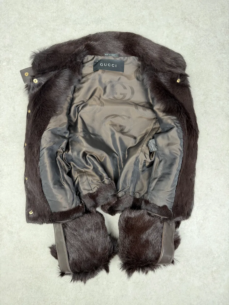 AW2000 Gucci Brown Marmot Fur Leather Jacket by Tom Ford - Image 13