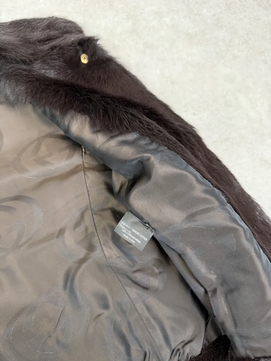 AW2000 Gucci Brown Marmot Fur Leather Jacket by Tom Ford - Image 15
