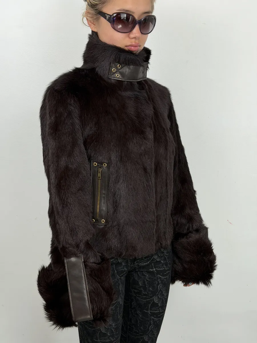 AW2000 Gucci Brown Marmot Fur Leather Jacket by Tom Ford - Image 3