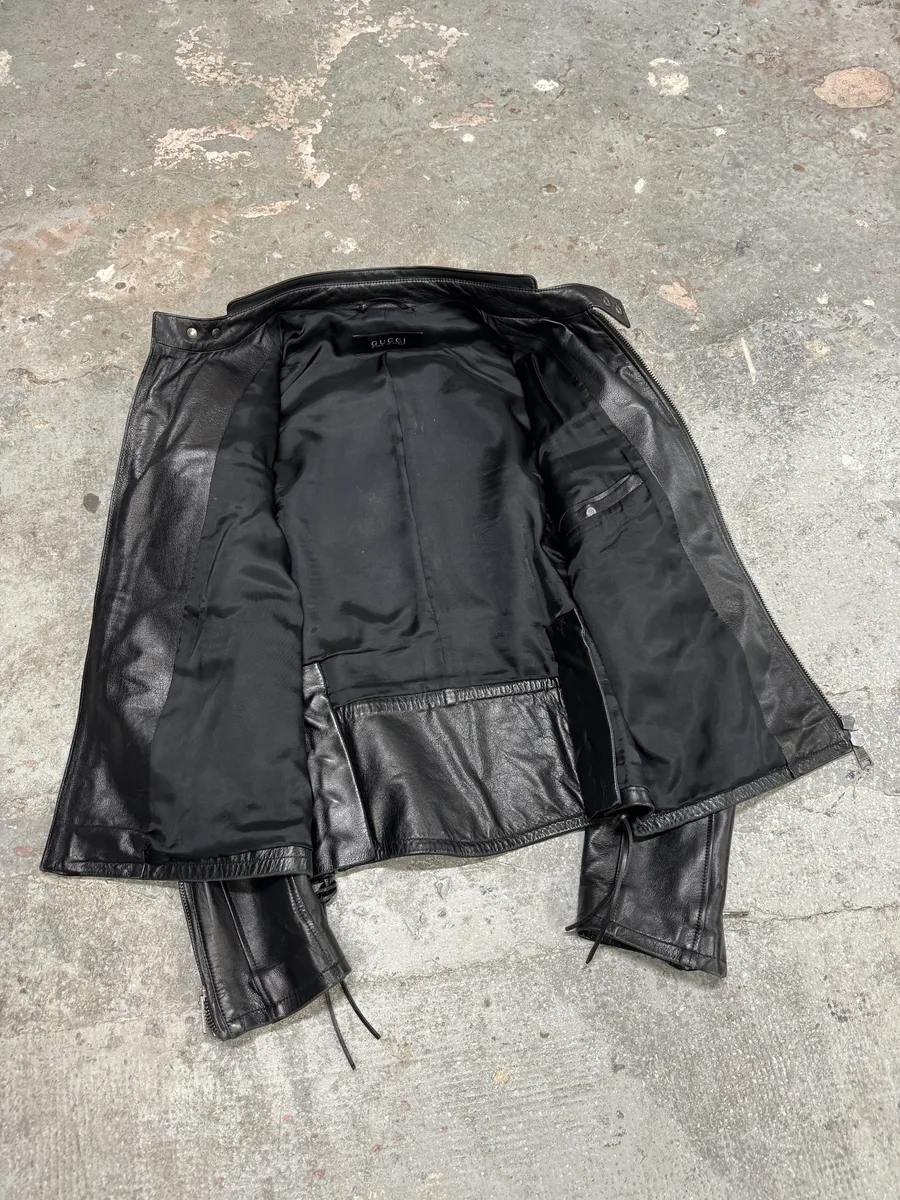 AW2000 Gucci Premium Leather Biker Jacket by Tom Ford - Image 4