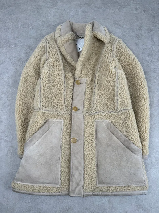 AW2000 Maison Margiela H&M Beige Re-edition Shearling Jacket - Image 4