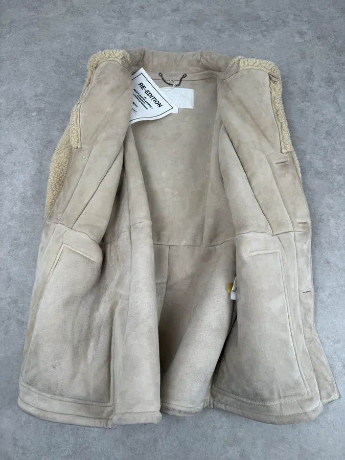AW2000 Maison Margiela H&M Beige Re-edition Shearling Jacket - Image 8