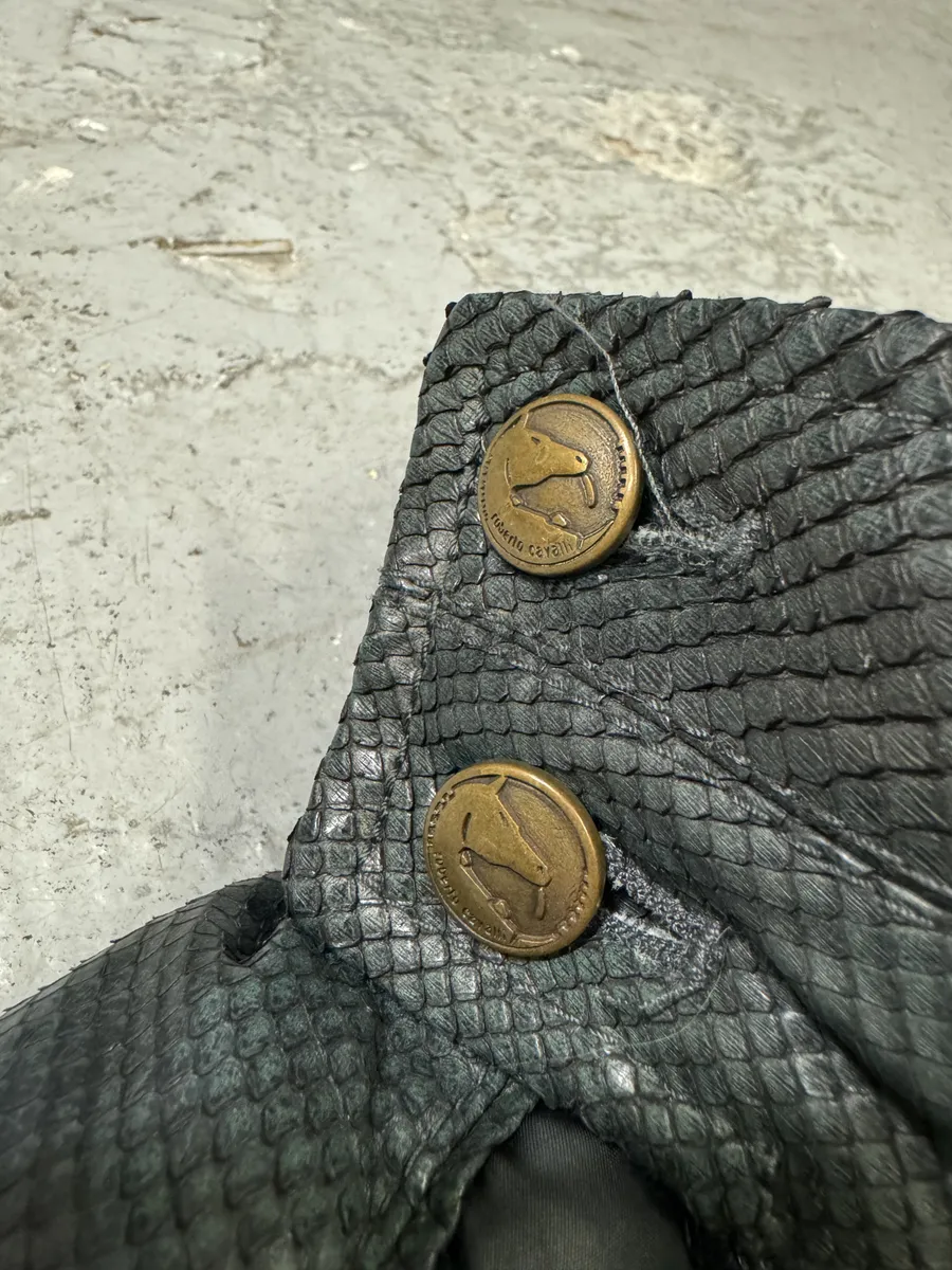 AW2000 Roberto Cavalli Asymmetrical Ninja Python Dark Green Puffer Leather Jacket - Image 11