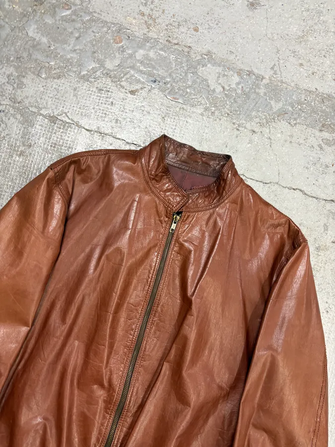 AW2000 Roberto Cavalli Biker Brown Leather Jacket - Image 4
