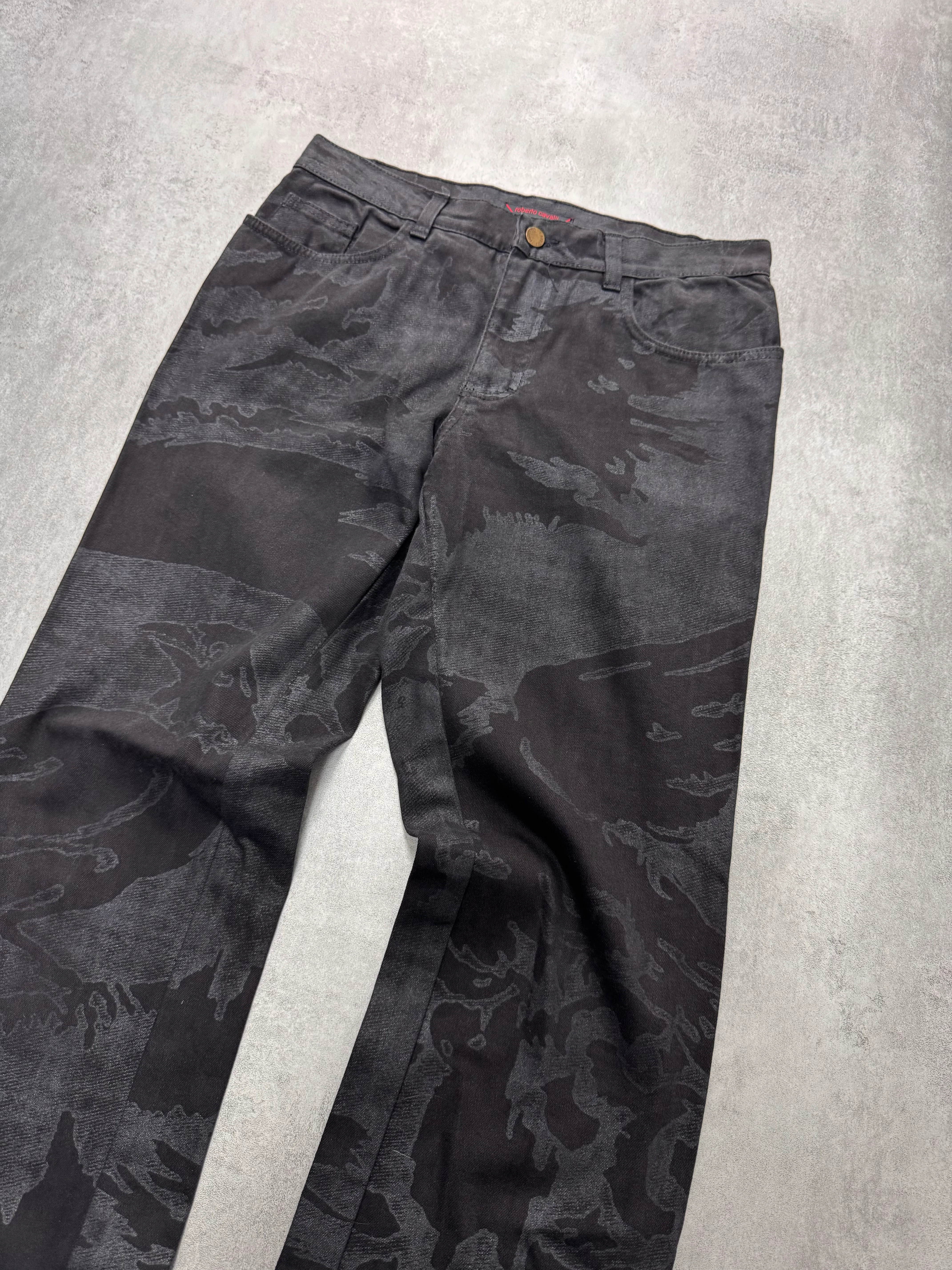 AW2001/02 Roberto Cavalli Black Crow Camouflage Pants - Image 2