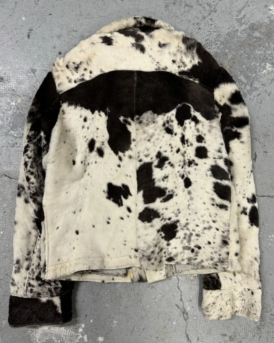 AW2001 Cavalli Caw Effect Asymmetrical Fur Biker Jacket - Image 2
