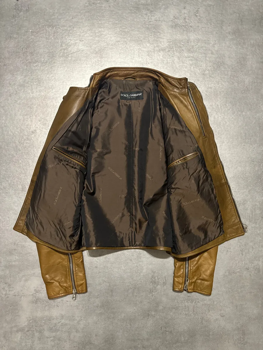 AW2001 Dolce & Gabbana Asymmetrical Multi Zips Biker Leather Jacket - Image 2