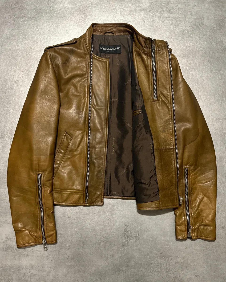 AW2001 Dolce & Gabbana Asymmetrical Multi Zips Biker Leather Jacket - Image 3
