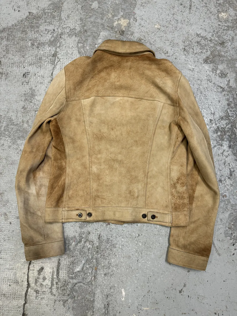 AW2001 Dolce & Gabbana Beige Premium Leather Trucker Jacket - Image 2