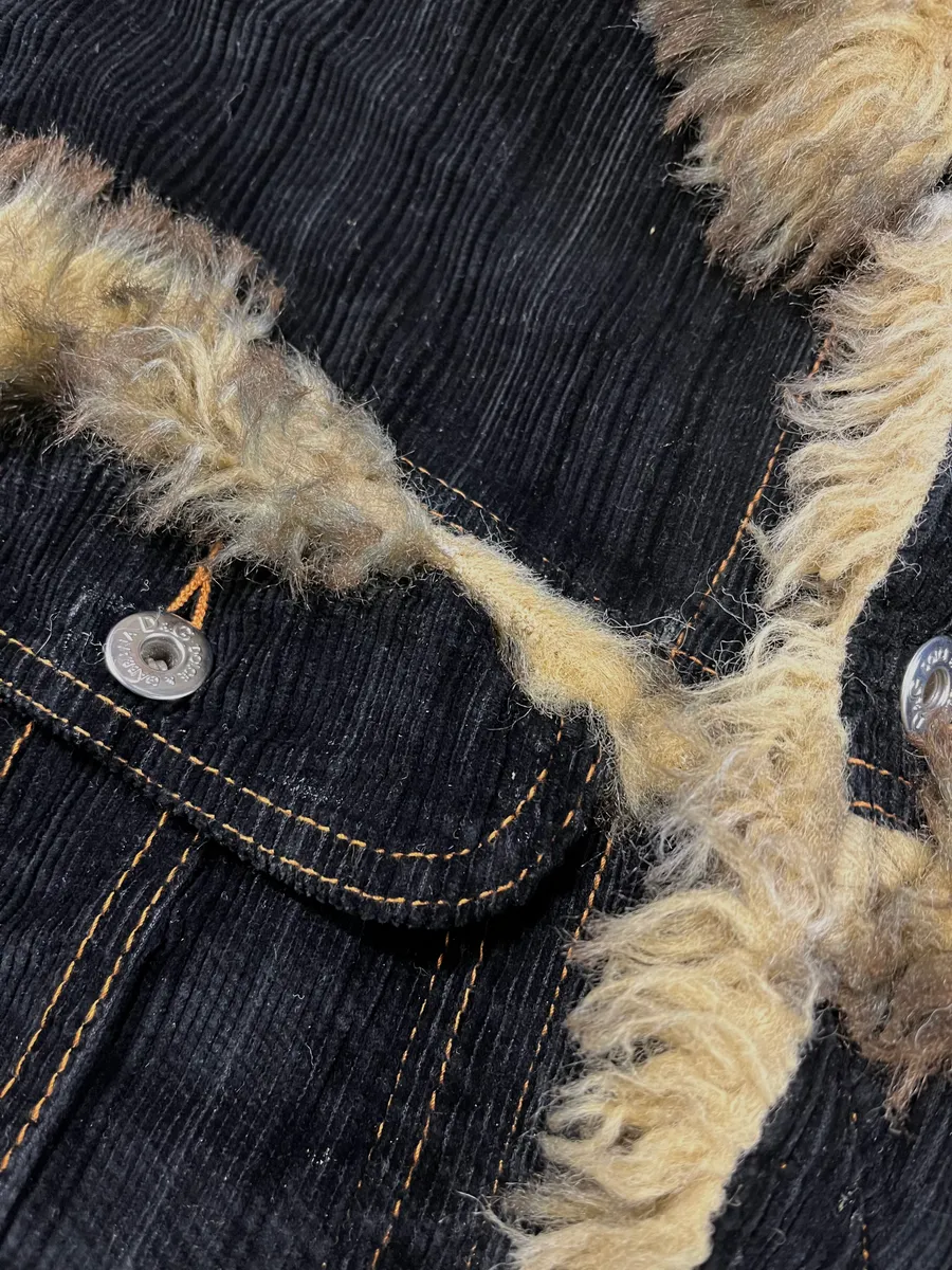 AW2001 Dolce & Gabbana Black Fur Corduroy Jacket - Image 11