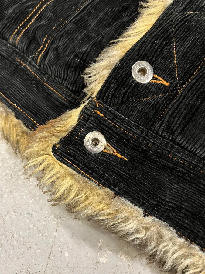 AW2001 Dolce & Gabbana Black Fur Corduroy Jacket - Image 7