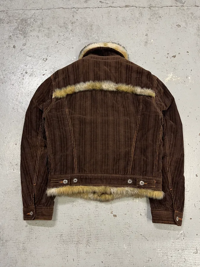 AW2001 Dolce & Gabbana Brown Corduroy Fur Jacket - Image 7