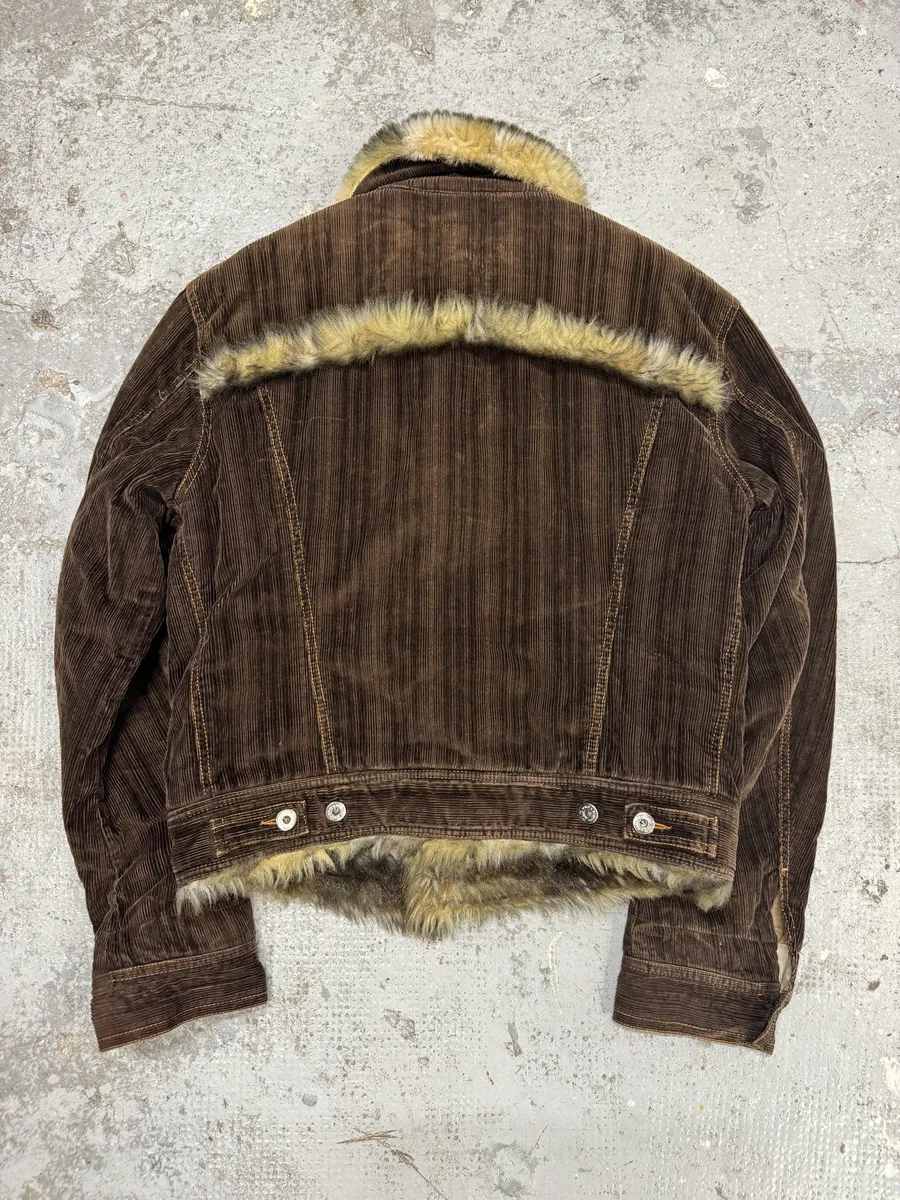 AW2001 Dolce & Gabbana Fur Brown Corduroy Jacket - Image 2