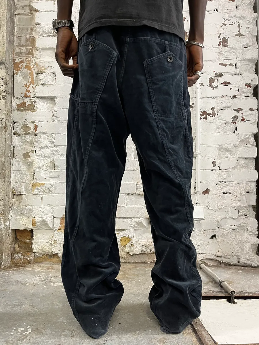 AW2001 Emporio Armani Black Large Velvet Pants - Image 4