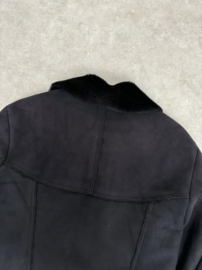 AW2001 Emporio Armani Dark Navy Shearling Tornado Zip Jacket - Image 8