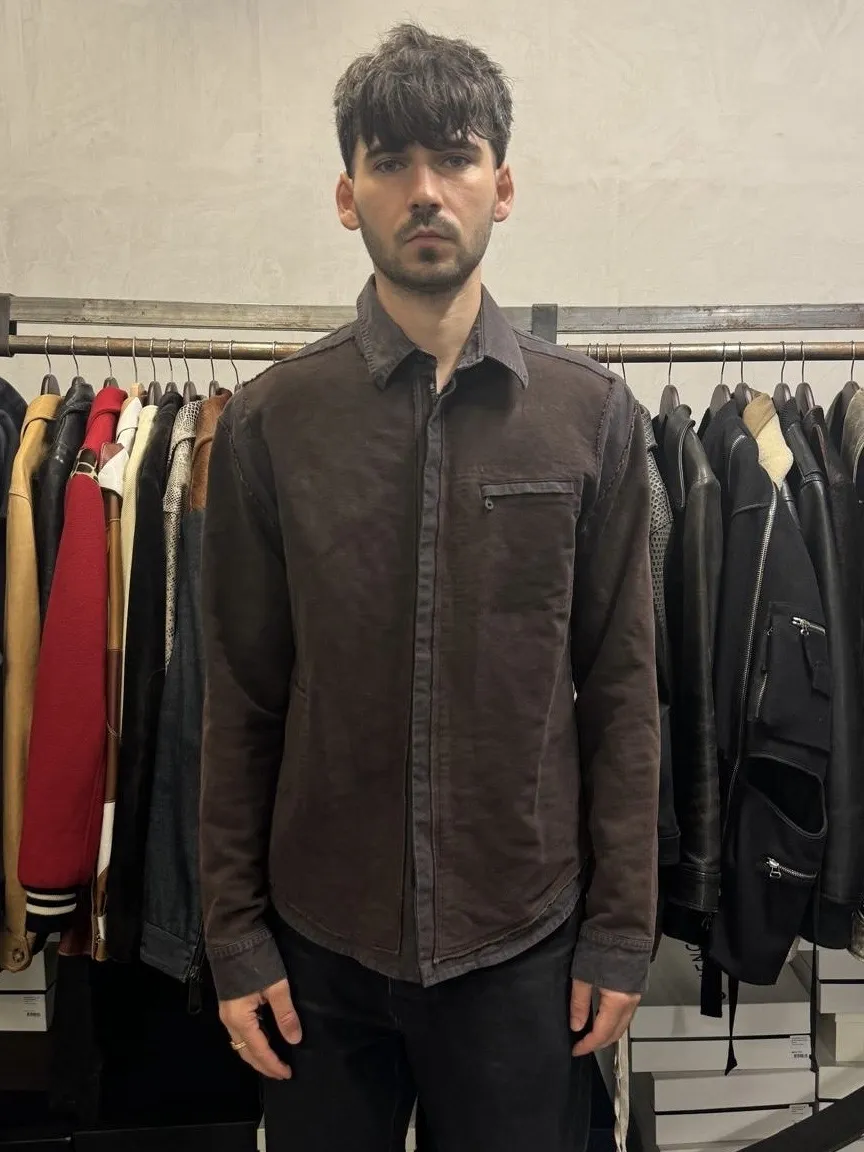 AW2001 Marithé + François Girbaud Brown Distressed Shirt Jacket - Image 2