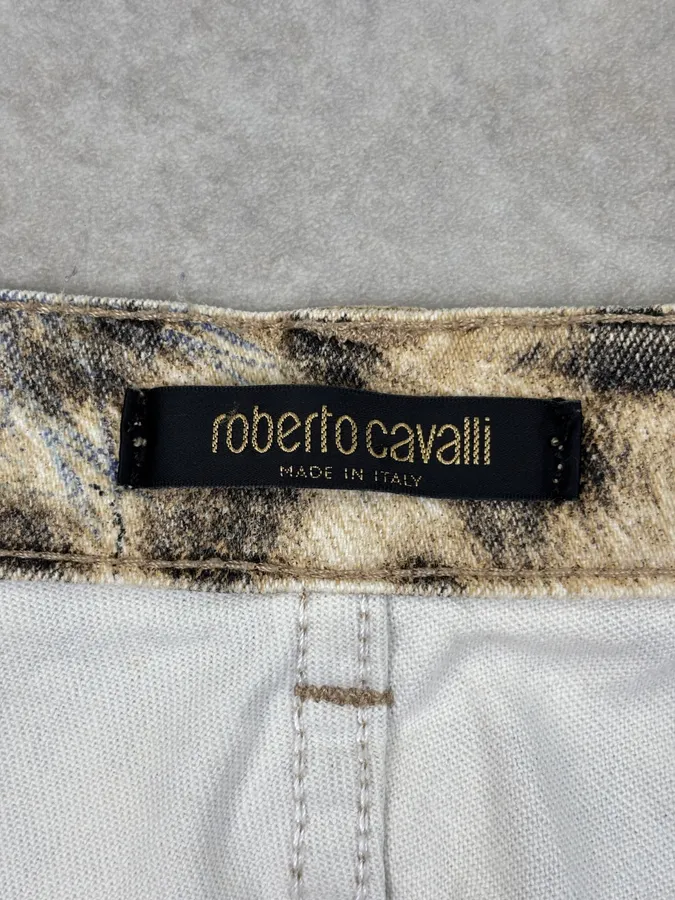 AW2001 Roberto Cavalli Beige Leopard Print Ocean Pants - Image 12