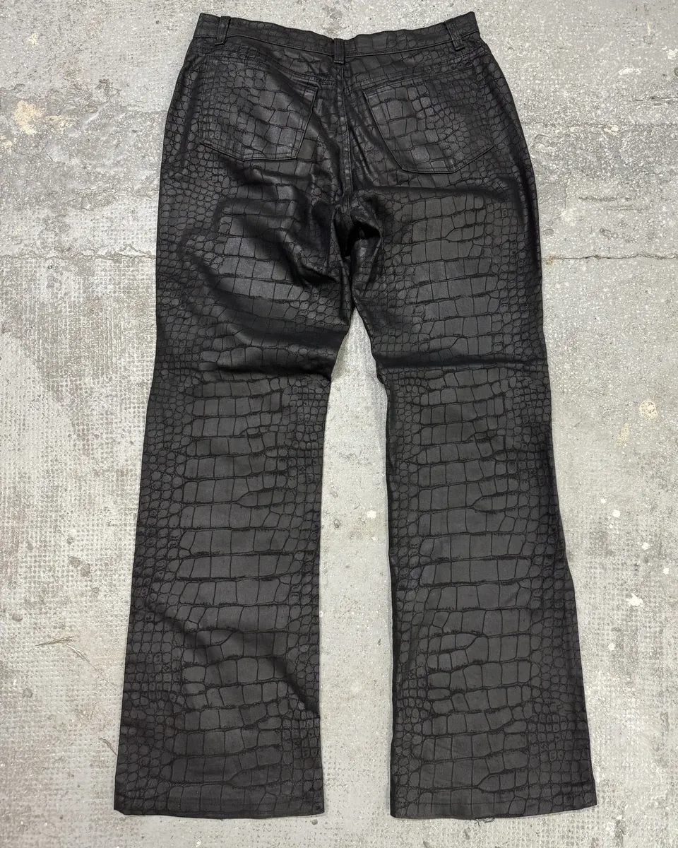 AW2001 Roberto Cavalli Black Crocodile Effect Pants - Image 4