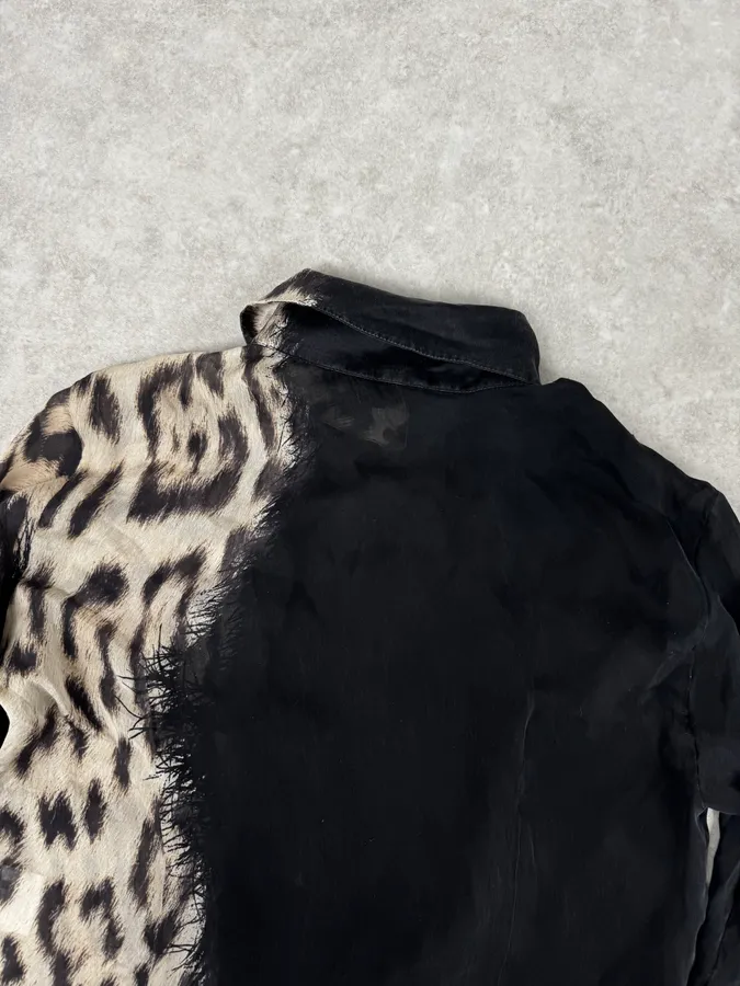 AW2001 Roberto Cavalli Black & Leopard Print Silk Shirt - Image 6