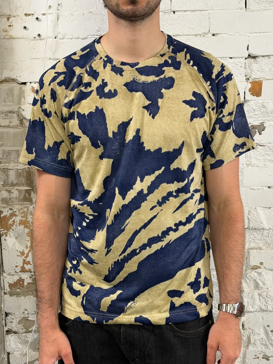 AW2001 Roberto Cavalli Camo Bird Beige & Navy T-Shirt - Image 2