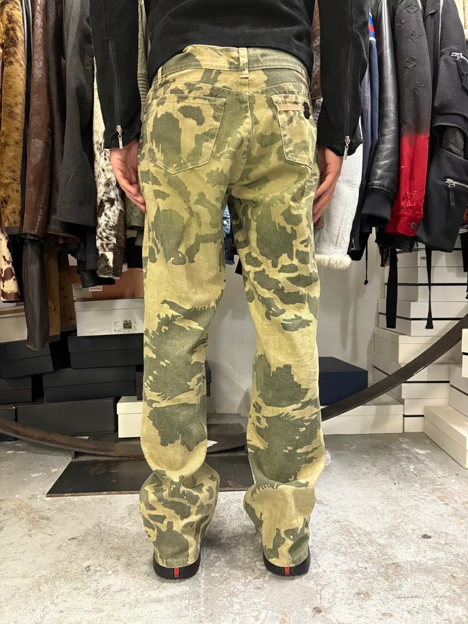 AW2001 Roberto Cavalli Camo Birds Khaki Beige Pants - Image 5
