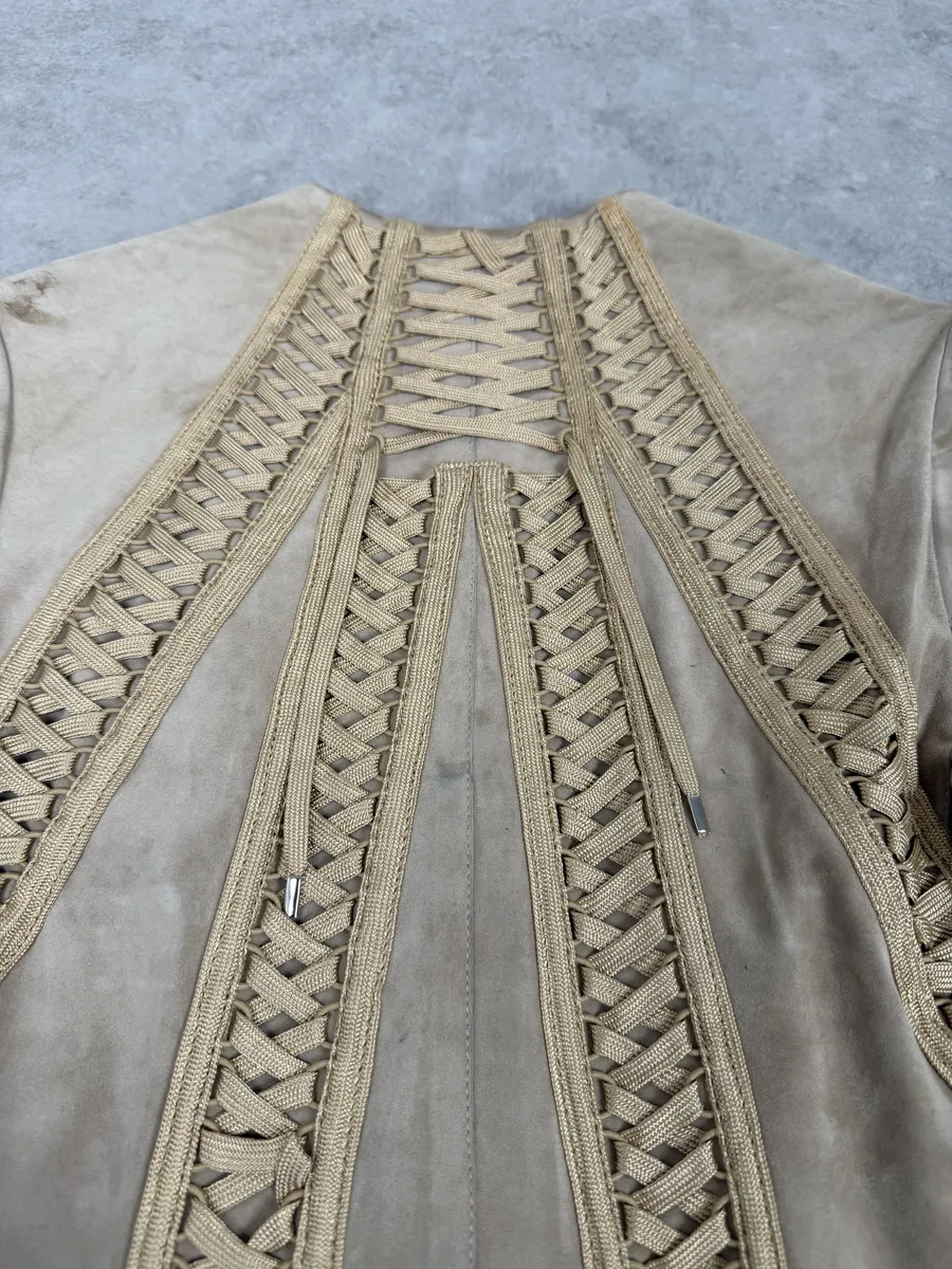 AW2002 Christian Dior Beige Leather Lace-Up Jacket - Image 11