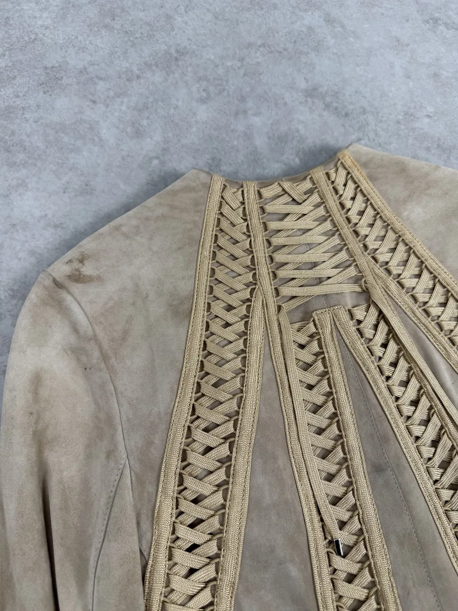 AW2002 Christian Dior Beige Leather Lace-Up Jacket - Image 12
