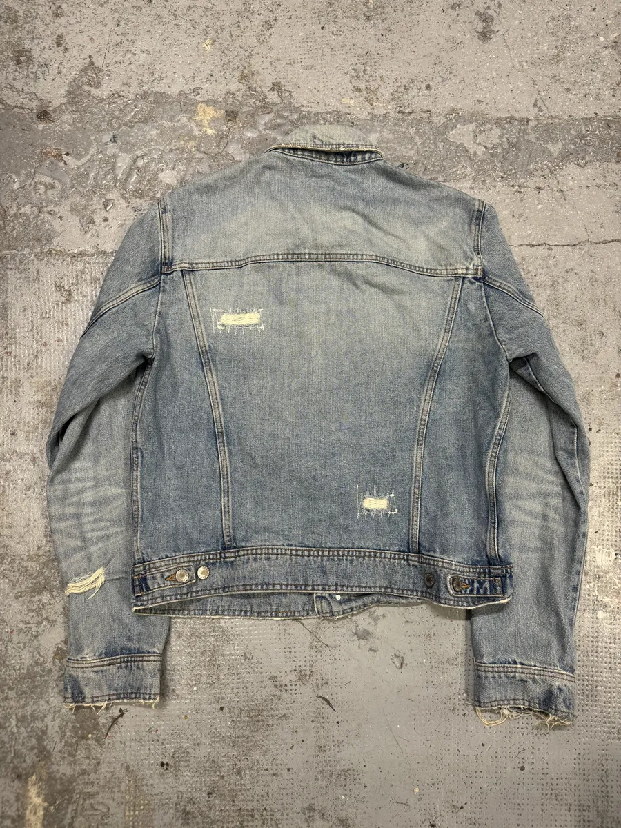 AW2002 Dolce & Gabbana Blue Distressed Denim Jacket - Image 2