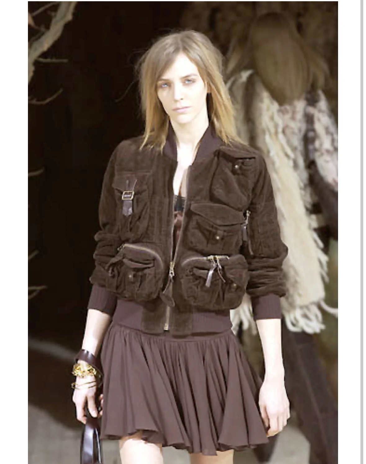 AW2002 Dolce & Gabbana Multi Pockets Rabbit Velvet Bomber Jacket (XS) - Image 3