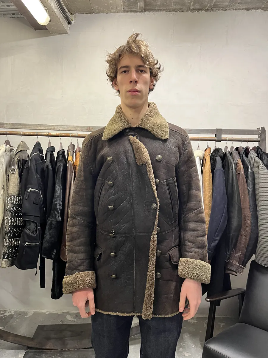 AW2002 Dolce & Gabbana Shearling Brown Elevated Leather Jacket - Image 3