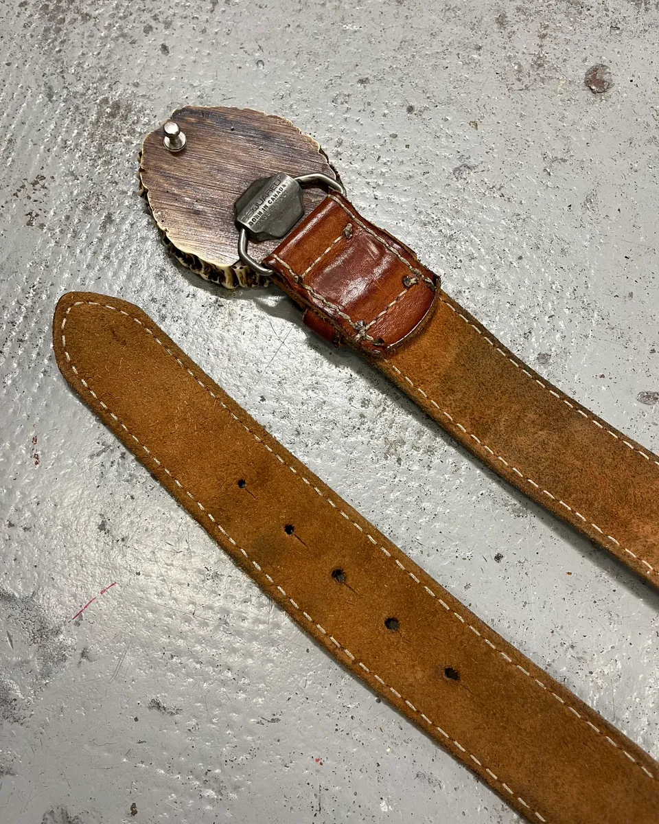 AW2002 Dsquared2 Brown Leather Wood Buckle Belt - Image 5