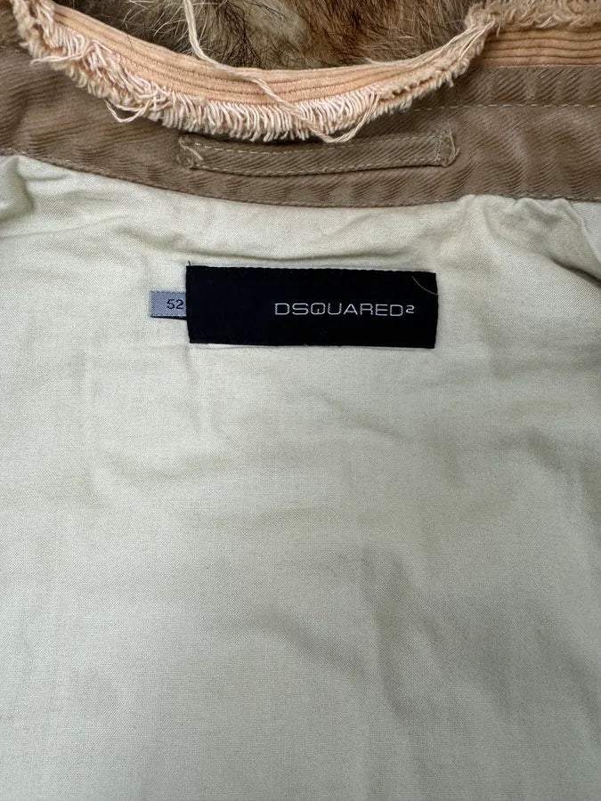 AW2002 Dsquared2 Fur Hooded Beige Jacket - Image 15