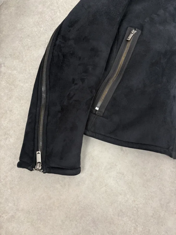 AW2002 Emporio Armani Navy Tornado Zips Suede Leather Jacket - Image 8