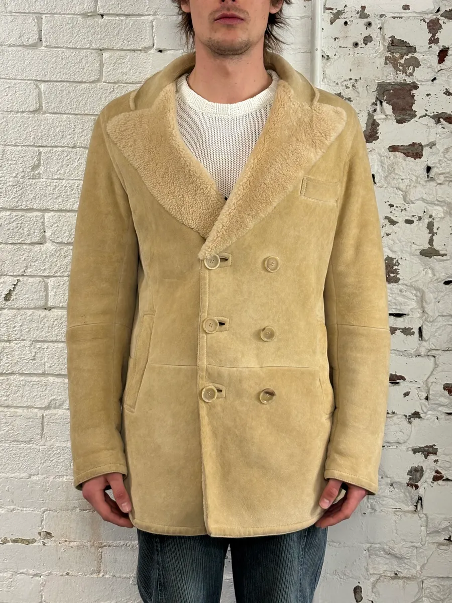 AW2002 Gucci Beige Leather Shearling Coat by Tom Ford - Image 2