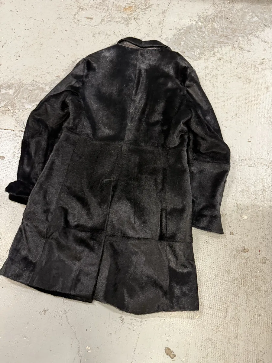AW2002 John Richmond Black Pony Hair Leather Long Jacket - Image 6
