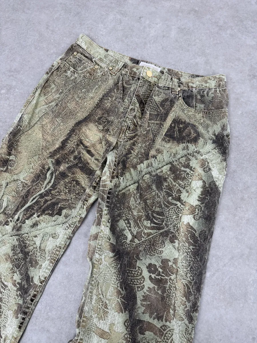 AW2002 Roberto Cavalli Mozaic Green Abstract Forest Pants - Image 8