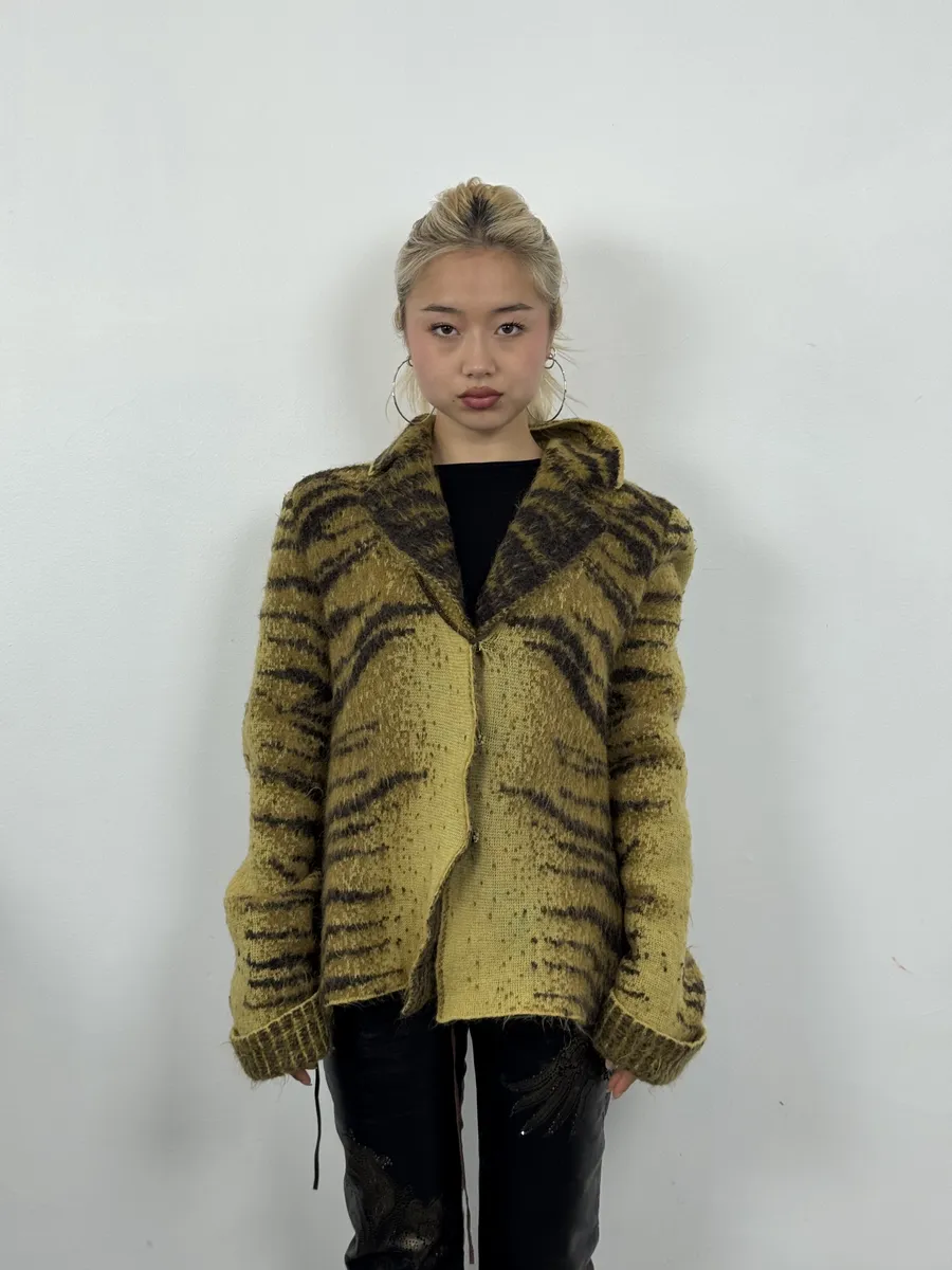 AW2002 Roberto Cavalli Tiger Wool Yellow & Black Cardigan Jacket - Image 6