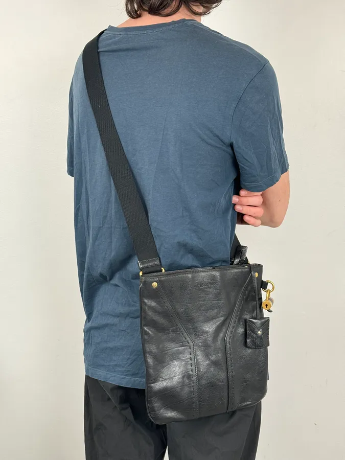AW2002 Yves Saint Laurent Black Lock Crossbody Leather Bag - Image 3