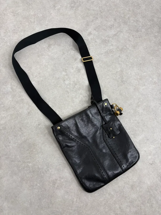 AW2002 Yves Saint Laurent Black Lock Crossbody Leather Bag - Image 4