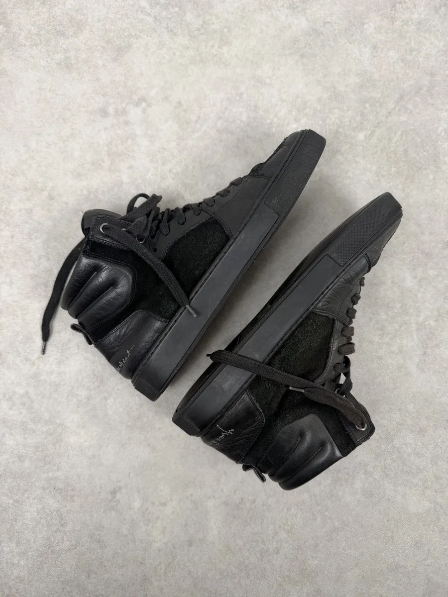 AW2002 Yves Saint Laurent Black Suede Leather High Sneakers - Image 8
